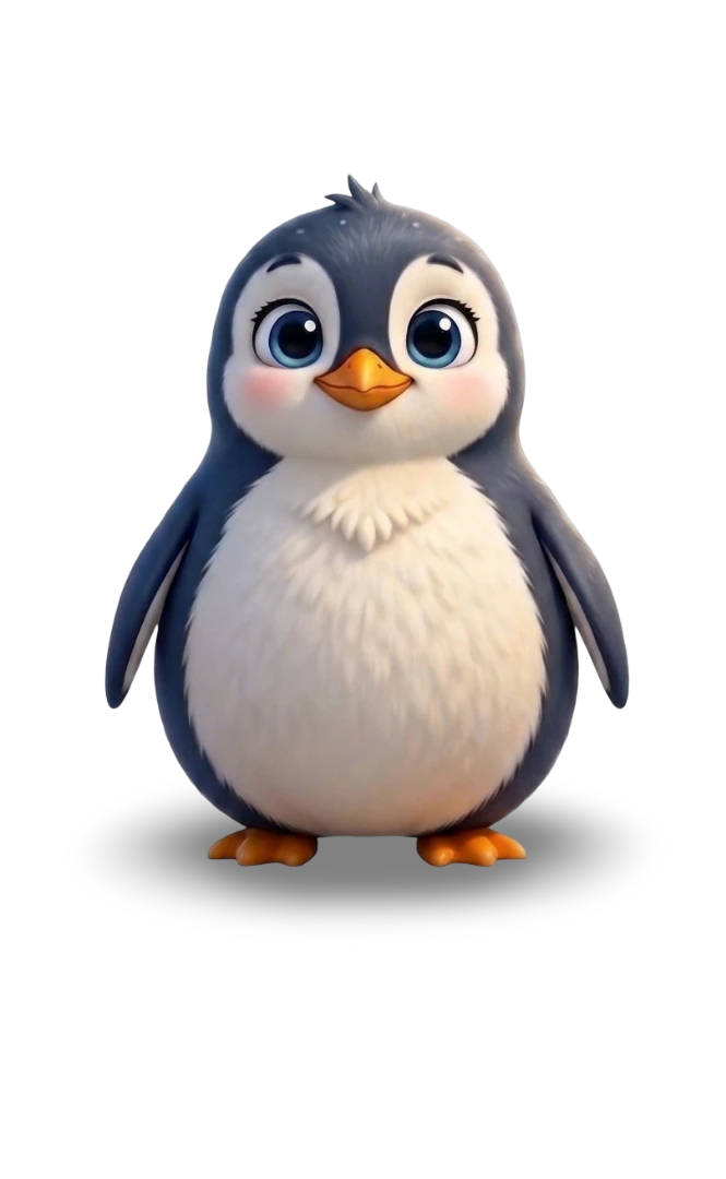 Waddle, a friendly cartoon penguin